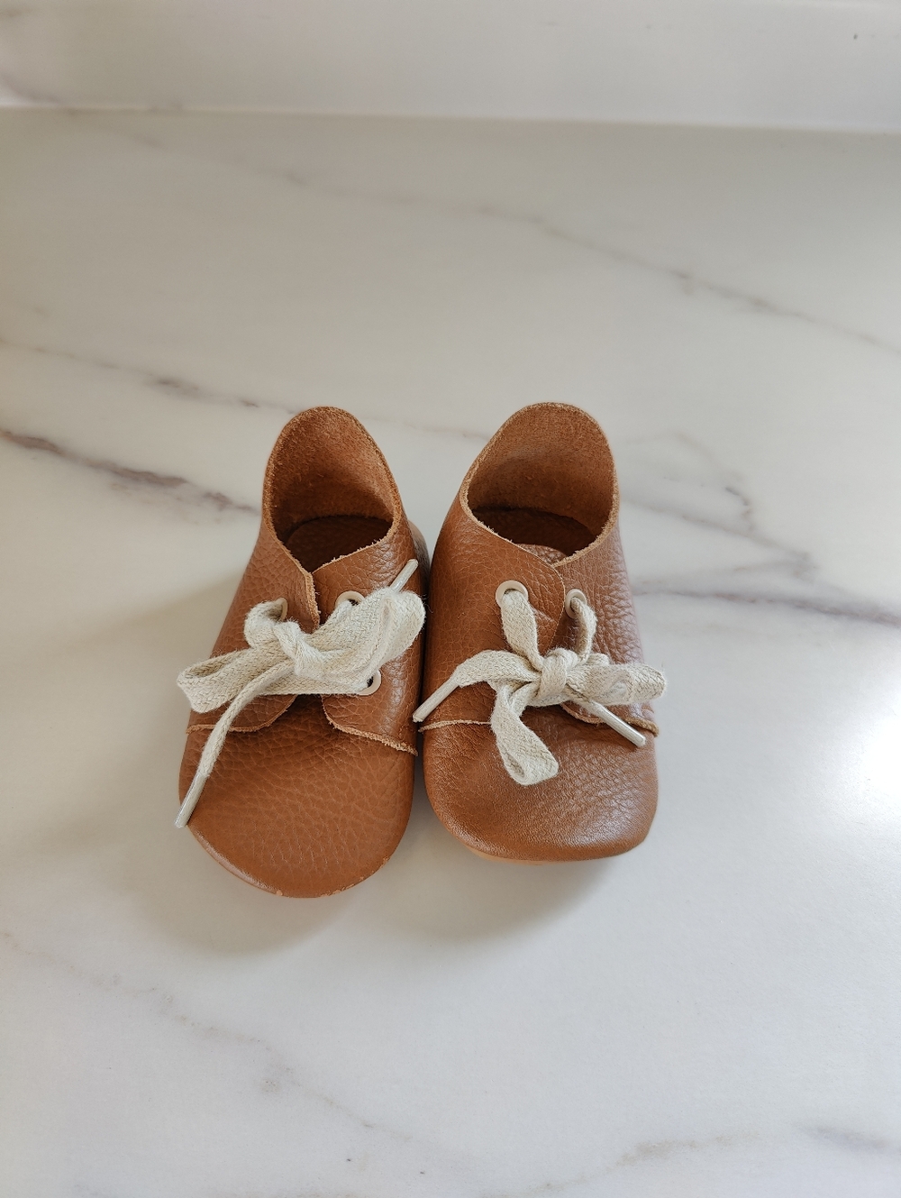 Classic Brown Leather Baby Lace-Up Shoes